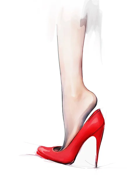 Leg wearing high heel shoe — Stock Photo, Image
