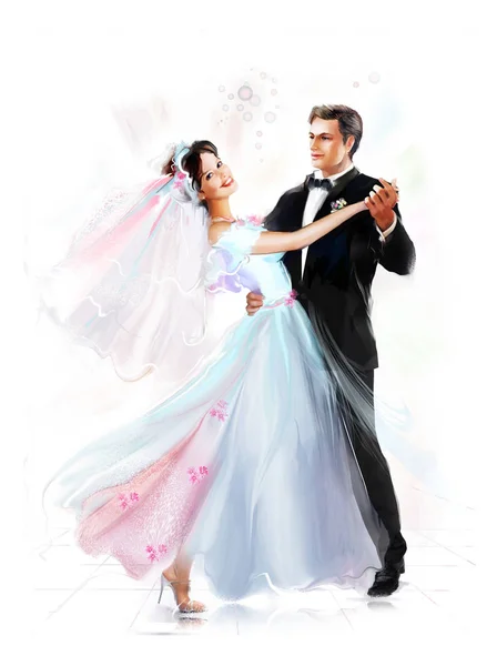 Paar tanzt auf Hochzeit — Stockfoto