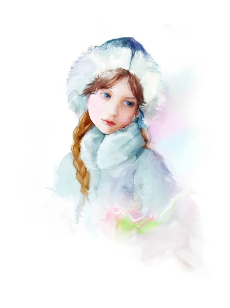 年轻美丽的雪姑娘 — 图库照片