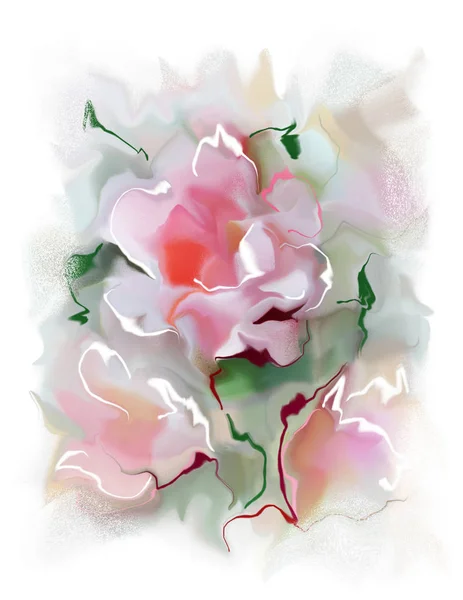 Pivoines Douces Esquisse Abstraite Dans Style Aquarelle — Photo