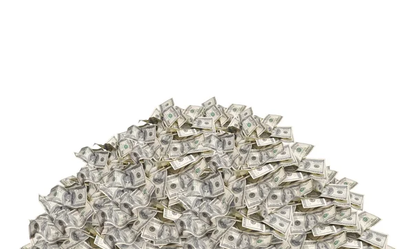 Pilha com notas de cem dólares americanos isolados no backgr branco — Fotografia de Stock