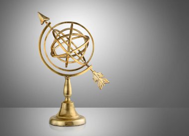 Vintage armillary sphere on gray background clipart