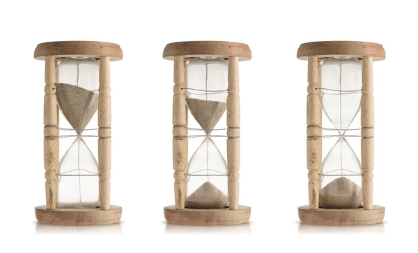 Uppsättning av vintage timglas isolerad på vit bakgrund — Stockfoto