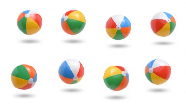 Beyaz arka plan üzerinde izole plaj topu toplama