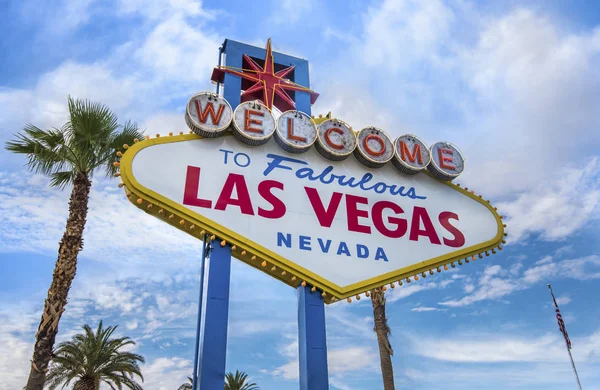 A mesés üdvözlő Las Vegas sign — Stock Fotó