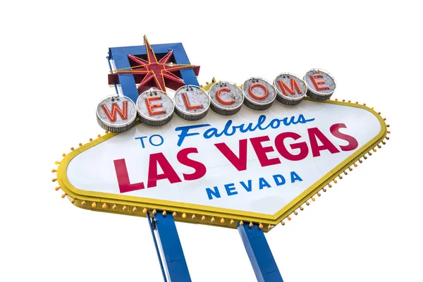 De fantastische welkom Las Vegas sign. Geïsoleerd op wit — Stockfoto