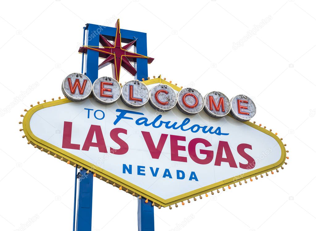 The fabulous Welcome Las Vegas sign. Isolated on white backgroun
