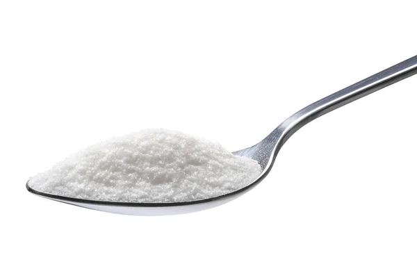 Łyżka Cukru Białym Tle — Zdjęcie stockowe