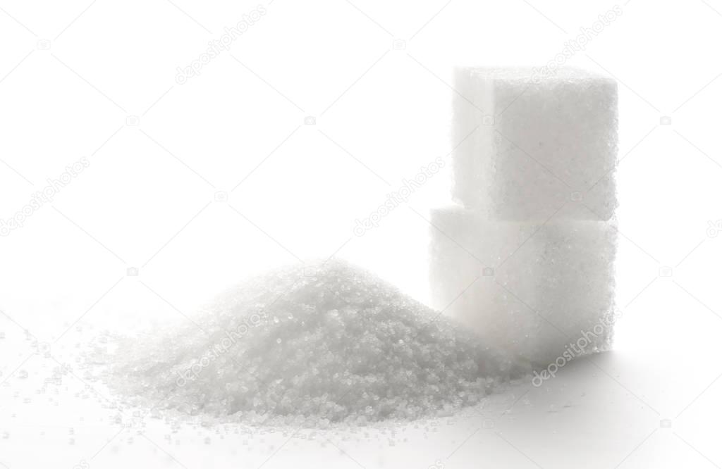 Sugar cubes isolated on white background