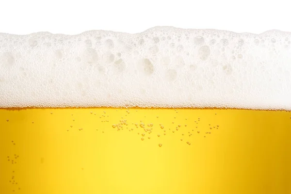 Chiudere Birra Con Schiuma Bollicine — Foto Stock