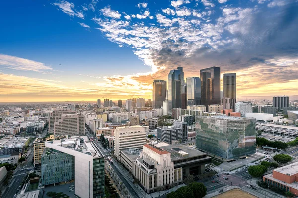 Skyline Del Centro Atardecer Los Ángeles California — Foto de Stock