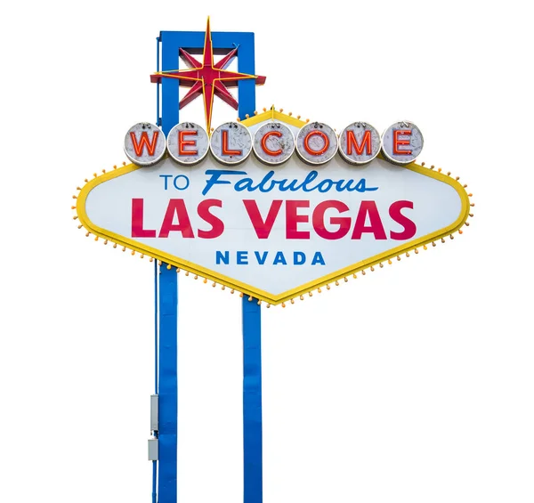 Fantastische Welkom Las Vegas Sign Geïsoleerd Witte Achtergrond — Stockfoto