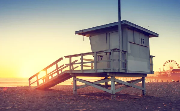 Santa Monica Beach Lifeguard Tower California Usa Sunset — Stock Photo, Image