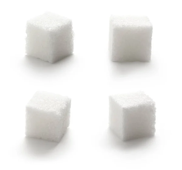 Collection Sugar Cubes White Background — Stock Photo, Image