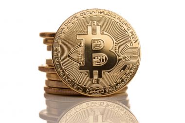 Makro çekim Kripto Döviz altın Bitcoin sikke.