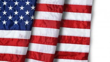 Amerikan bayrağı üzerinde beyaz izole closeup karıştırdı
