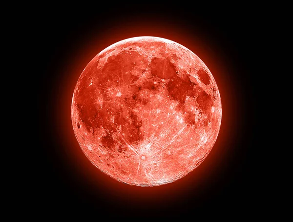 Red Moon isolé sur un noir — Photo