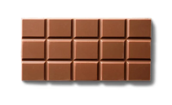 Pohled Shora Mléčná Čokoláda Izolované Bílém Pozadí — Stock fotografie