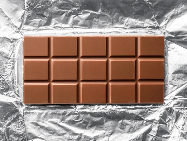 Pohled Shora Mléčné Čokolády Otevřené Fólie — Stock fotografie