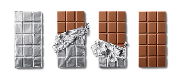 Pohled Shora Mléčné Čokolády Izolované Bílém Pozadí — Stock fotografie