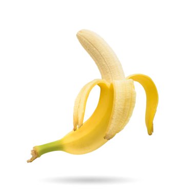 Peeled banana isolated on white background clipart