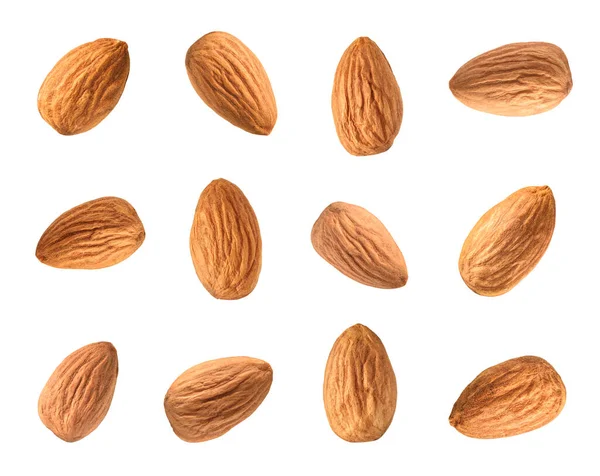 Almond Set Isolated White Background — Stock Photo, Image