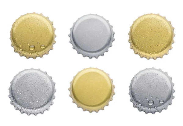 Collection of various bottle caps isolated on white background — Stock Photo, Image
