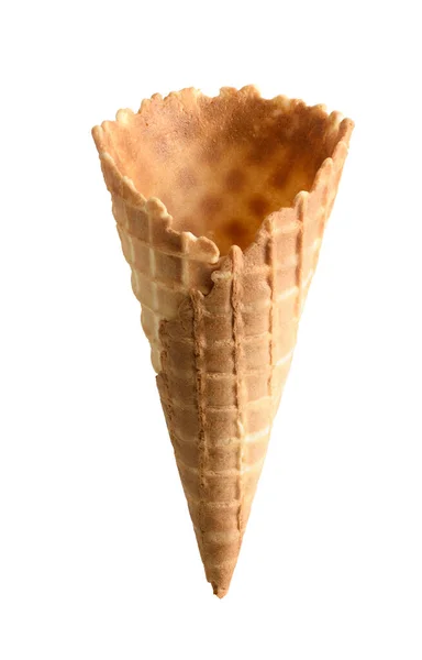 Cone de sorvete vazio isolado no fundo branco — Fotografia de Stock