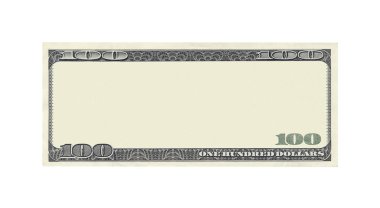 Boş 100 dolarlık banknot beyaz arkaplanda izole edilmiş.