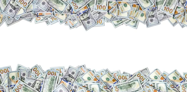 Cien Billetes Dólar Aislados Sobre Fondo Blanco — Foto de Stock