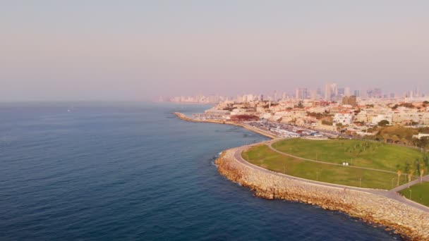 Tel Aviv Eski Jaffa Nın Hava Görüntüsü Tel Aviv Deki — Stok video