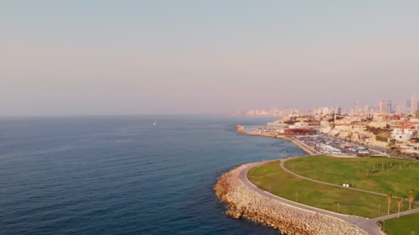 Tel Aviv Eski Jaffa Nın Hava Görüntüsü Tel Aviv Deki — Stok video