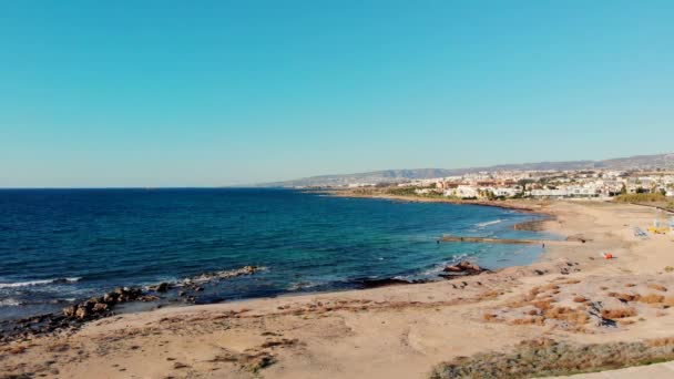 Lighthouse Beach Paphos Kıbrıs Havadan Görünüşü Kato Paphos Parkı — Stok video