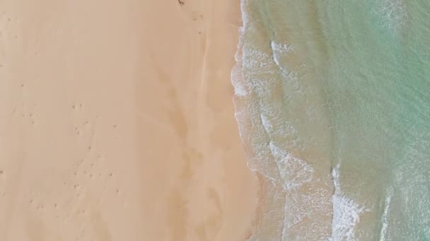 Tropik Plaj Hava Manzarası Tropik Beyaz Kumsalda Dalgaların Üst Görüntüsü — Stok video
