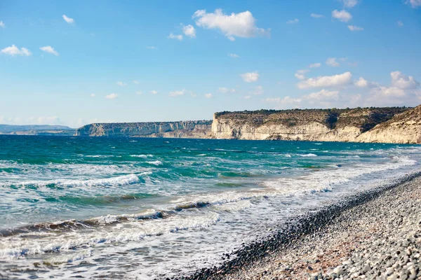 Úžasná Pláž Kourion Limassol Kyperská Republika Pobřeží Kourionu Zátoka Zapallo — Stock fotografie