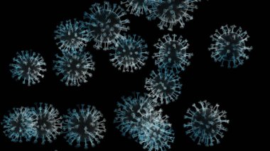 Coronavirus COVID 19 mikroskop altında. Coronavirus SARS-CoV-2 salgını ve koronavirüs gribi geçmişi. Pandemik sağlık riski konsepti. 3d illüstrasyon.