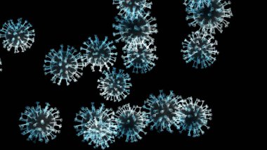 Coronavirus COVID 19 mikroskop altında. Coronavirus SARS-CoV-2 salgını ve koronavirüs gribi geçmişi. Pandemik sağlık riski konsepti. 3d illüstrasyon.