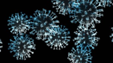 Çin Coronavirüs COVID 19 mikroskop altında. Coronavirus SARS-CoV-2 salgını ve koronavirüs gribi geçmişi. Pandemik sağlık riski konsepti. 3d illüstrasyon.