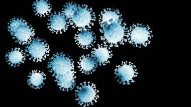 Chiese Coronavirus COVID 19 mikroskop altında. Coronavirus SARS-CoV-2 salgını ve koronavirüs gribi geçmişi. Pandemik sağlık riski konsepti. 3d illüstrasyon.