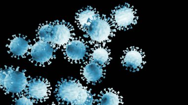 Çin Coronavirüs COVID 19 mikroskop altında. Coronavirus SARS-CoV-2 salgını ve koronavirüs gribi geçmişi. Pandemik sağlık riski konsepti. 3d illüstrasyon.