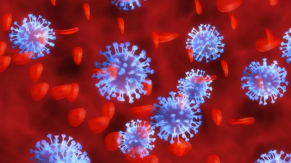 Çin Coronavirüs COVID 19 mikroskop altında. Coronavirus SARS-CoV-2 salgını ve koronavirüs gribi geçmişi. Pandemik sağlık riski konsepti. 3d illüstrasyon.