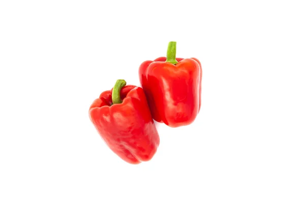 Two Fresh Pepper Isolated White Background Red Sweet Paprika Isolated — Stock Photo, Image
