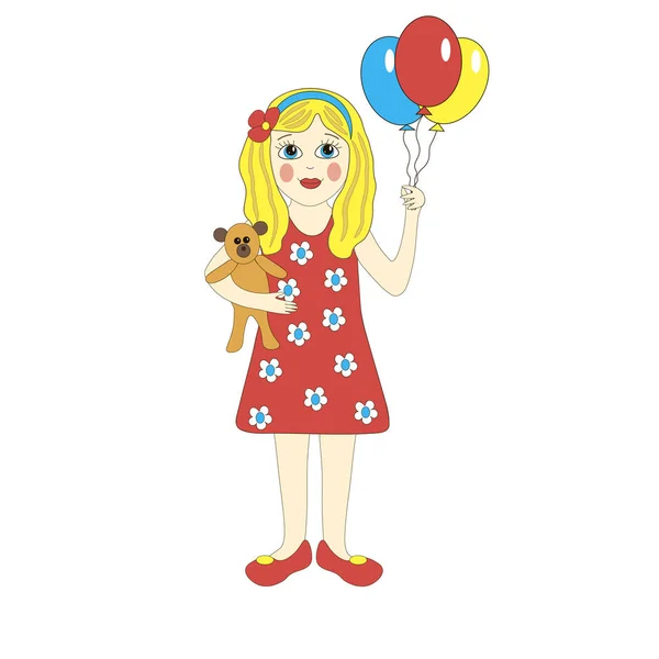 Meisje met ballon — Stockvector