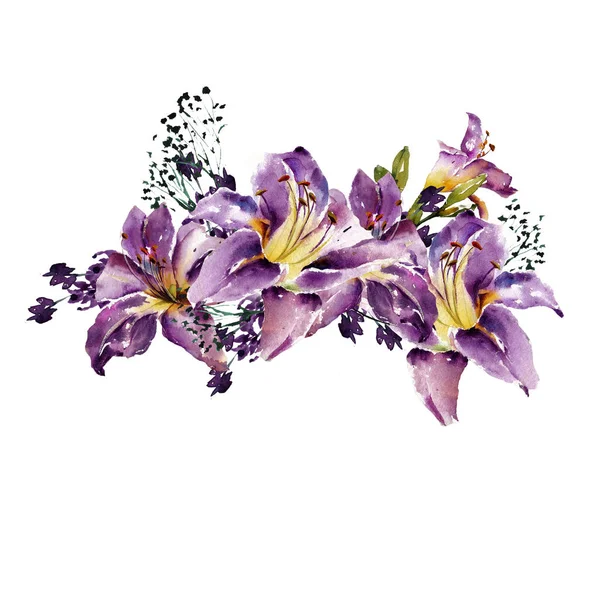 the lilies collected in a logo drawn with a watercolor
