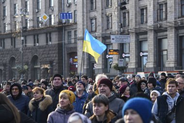 Ukraynalılar, Normandiya Format Zirvesi öncesinde Cumhurbaşkanı Zelensky için Kırmızı Çizgiler adlı mitinge katıldılar. Kyiv, Ukrayna, 08-12-2019
