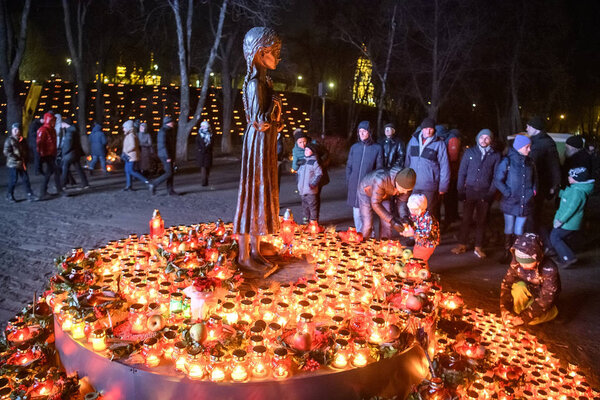 Monument to Holodomor victims dof the famine of 1932-33, in which millions died of hunger, in Kyiv, Ukraine 23-11- 2019