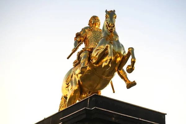 The Golden Rider or Goldener Reiter, the statue of August the Strong in Dresden, Saxony, Germany. November 2019 — Stock Photo, Image