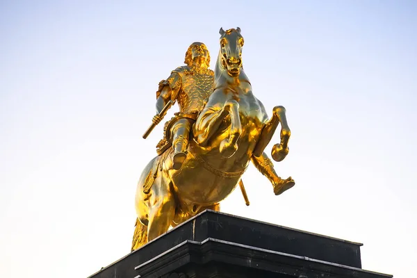 The Golden Rider or Goldener Reiter, the statue of August the Strong in Dresden, Saxony, Germany. November 2019 — Stock Photo, Image