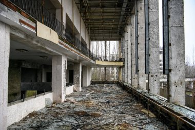 Prypiat Kültür Sarayı, Çernobil Nükleer Santrali yakınlarındaki Yasak Bölge, Ukrayna.