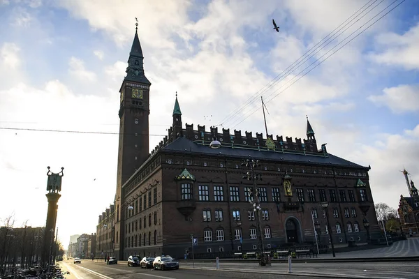 Blick Auf Das Rathaus Und Die Lur Gebläsesäule Kopenhagen Dänemark — Stockfoto